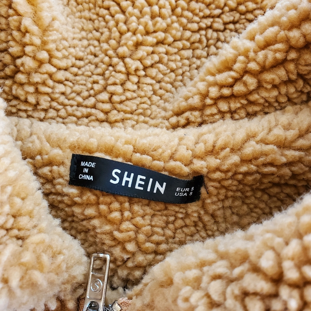 SHEIN Jacket Size Small Tan Sherpa Zip Up - Picture 4 of 6